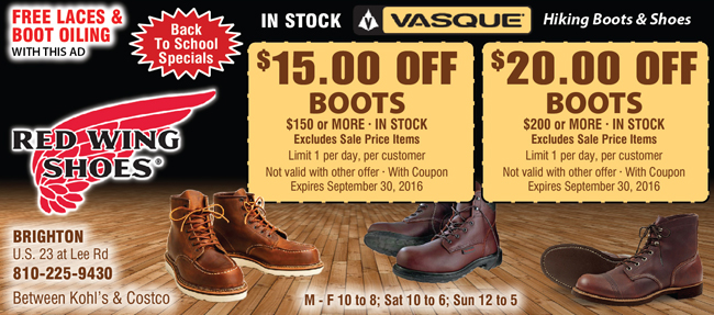 red wing boots $20 coupon